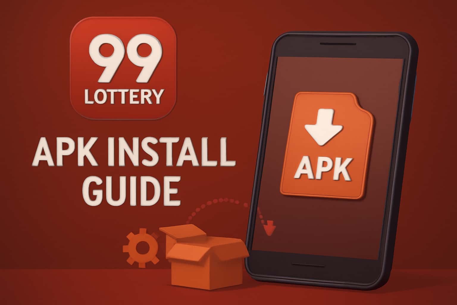 An informative graphic showing the process of installing the 99 Lottery APK.
