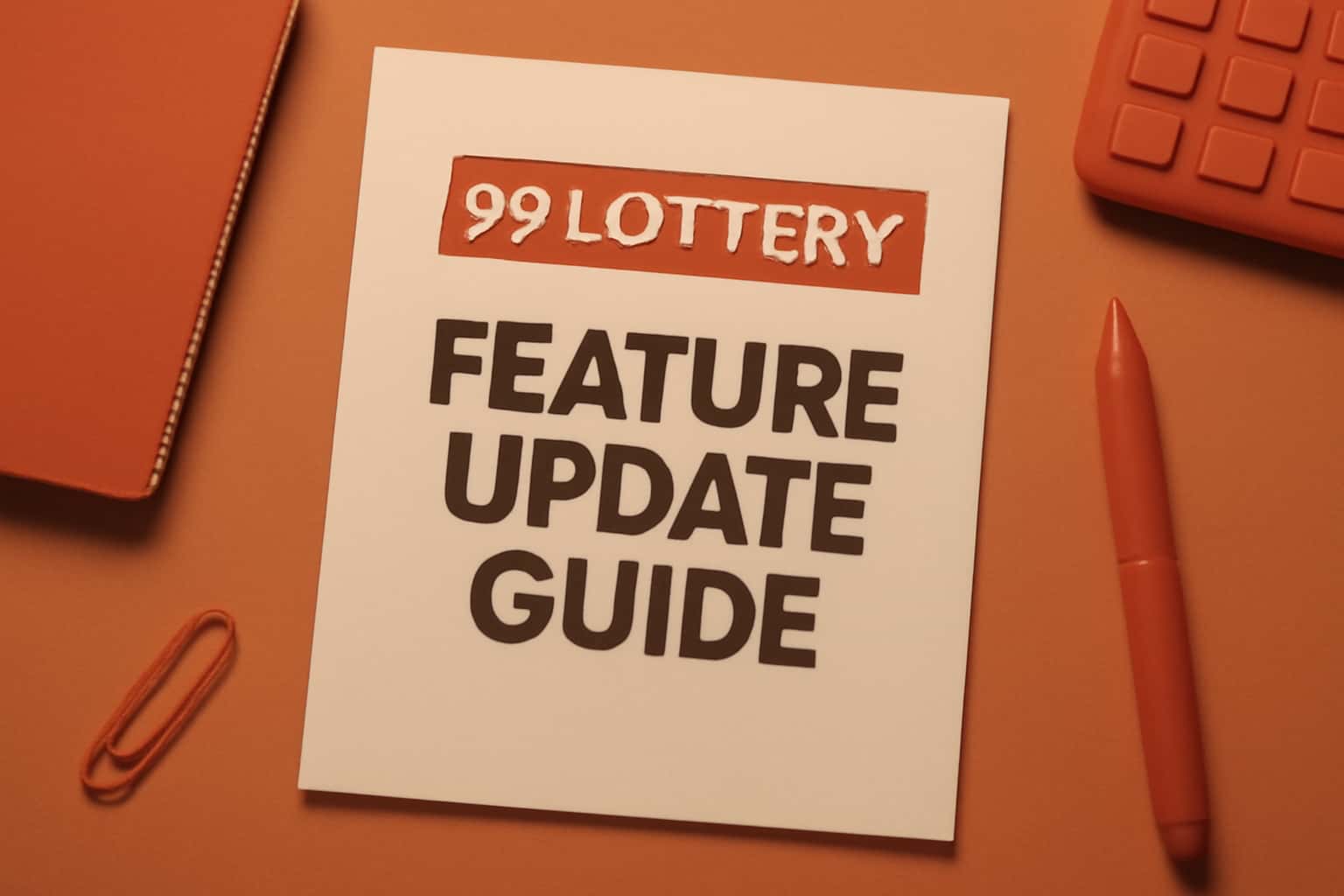 An informational layout showcasing the key elements of the 99 Lottery Feature Update Guide.