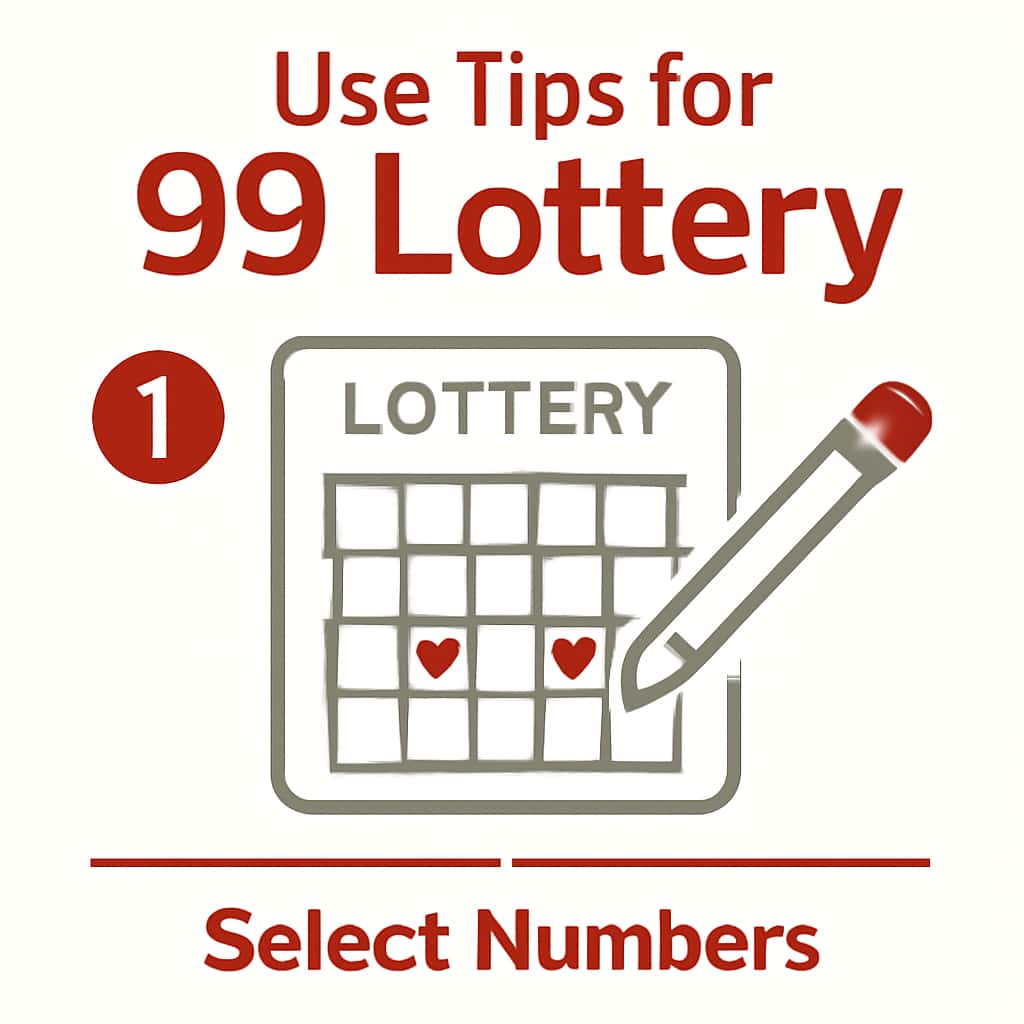 An educational illustration on navigating the 99 Lottery app.