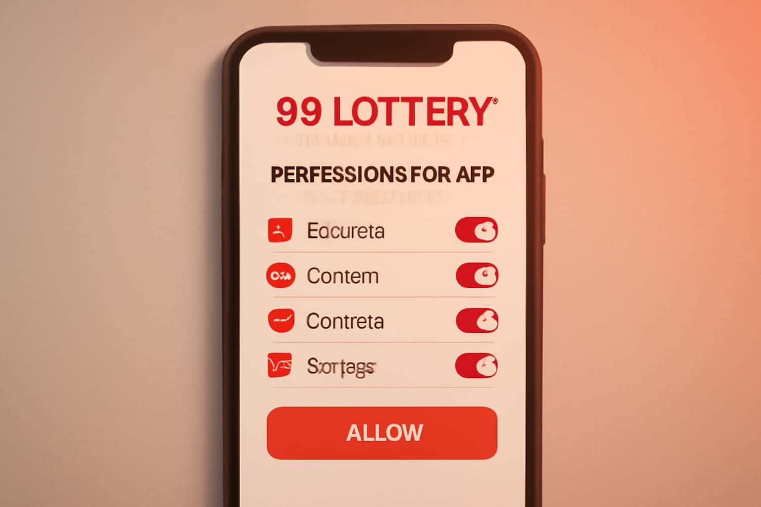 Informational graphic about permissions for 99 Lottery App.