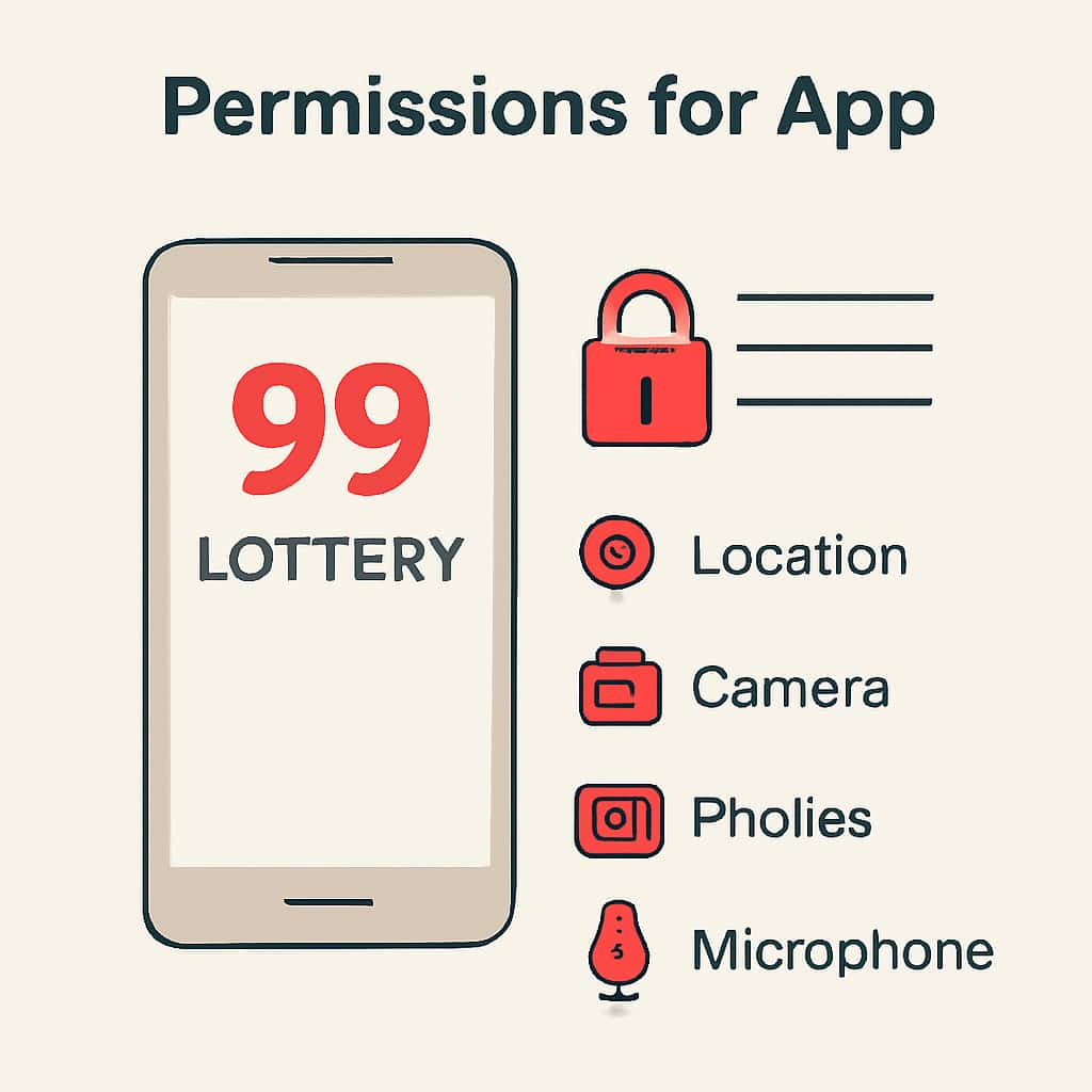 Diagram illustrating permissions for 99 Lottery App.