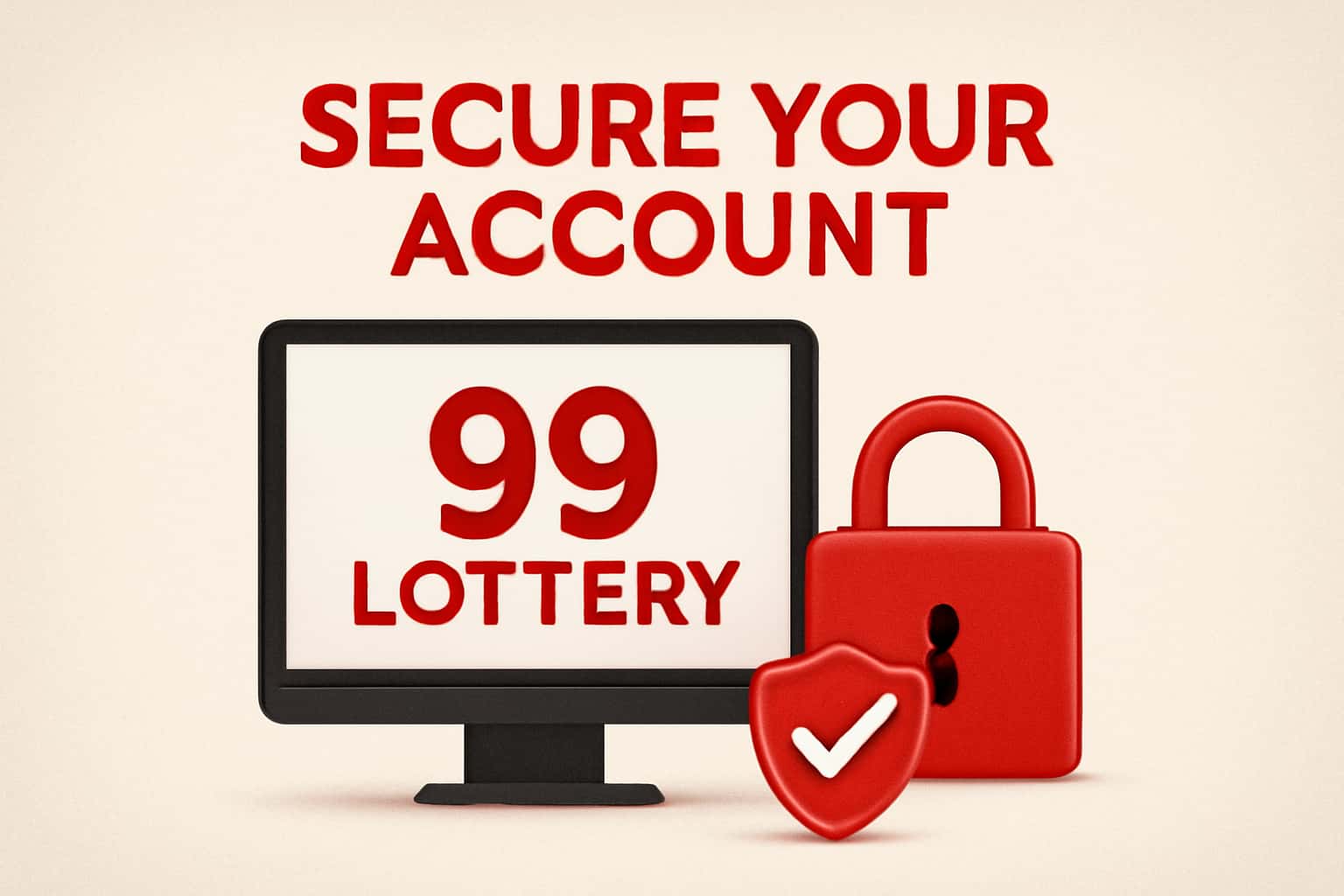 Visual representation of securing a 99 Lottery account with informative elements.
